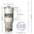 thumbnail image 2 of 40oz Nurse Themed Travel Tumbler, Stainless Steel Mug with Handle & Straw Lid, Keeps Drinks Ice Cold or piping Hot, Fantastic Nurse Appreciation Gift, 2 of 5