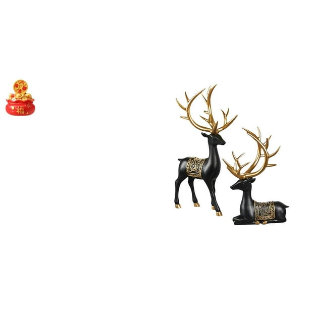 Adorno De Cornucopia De La Cuenca Del Tesoro Del Festival Y Colección De Estatuas De Resina De Reno Y Alce Para Año Nuevo, Dormitorio, Regalo De Inauguración De La Casa, Gabinete, Mesa,
