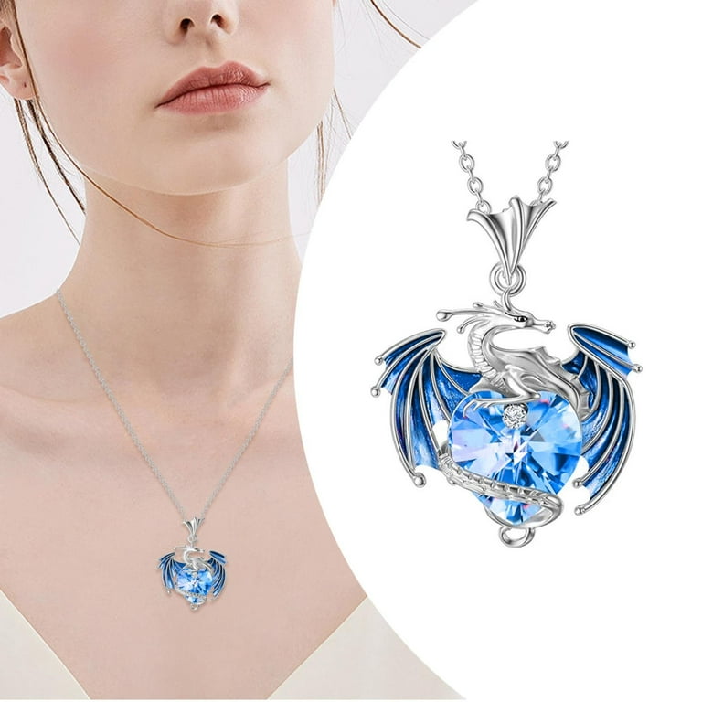Birthstone Dragon Necklace Colorful Heart Shaped Necklace Beautifully Pendant Necklace For Women Amethyst Choker Hummingbird Bewitched Necklace Choker