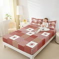 thumbnail image 4 of jejeloiu Abstract Geometric Grid Full Size Sheets,Rhombus Circle Pattern Bed Sheets,Red White Check Sheet Sets For Girls Kids,Microfiber Bedroom Decor,4 Pieces, 4 of 7