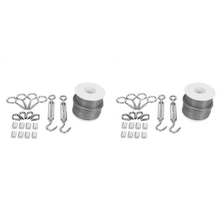 

2X Garden Wire Rope 15M 3mm Stainless Steel Cable Rope with Clips Tensioner Turnbuckles