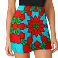 thumbnail image 3 of Abstract Floral Red And Blue Women's Shorts Non-Slip Single Pocket A-line Trouser Skirt Summer Shorts Casual Shorts for Women, 3 of 7