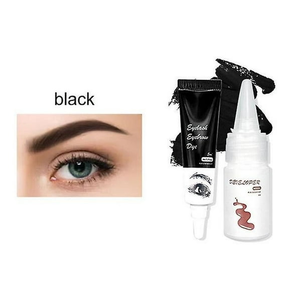 Professional Series Henna Eyelash Eyebrow Dye Tint 15-minute Fast Tint Easy Dye Gel Eyelash Brown Black Color Tint Cream Kit--black
