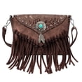 thumbnail image 1 of Bandolera LAVAWA, pequeño con flecos, borla, turquesa, para mujer, 1 of 7
