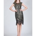 thumbnail image 2 of Sexy Beaded 1920 Flapper Theme Ball Performance Halloween Dress Ladies Black/Gold, 2 of 7