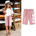 thumbnail image 2 of RUTAYY Toddler Children Knee Length Pants Kids Girls Letter Printed Elastic Waist Casual With Pocket Trouser Soft Infants Pants, 2 of 4