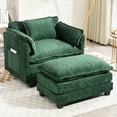 thumbnail image 5 of Nmkwnr Modern Accent Chair with Ottoman, Boucle Upholstered Sofa Chair for Living Room, Bedroom, Office, Dark Green, 5 of 10