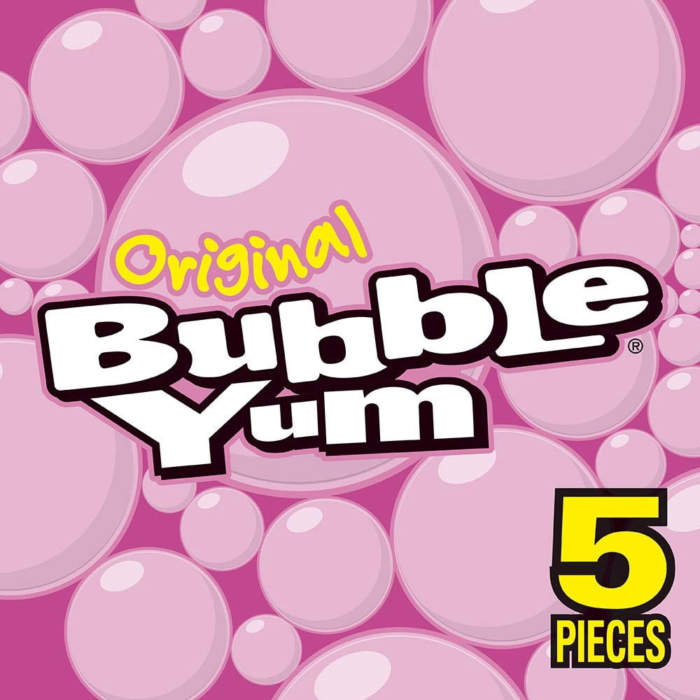 BUBBLE Bubble Gum (Original, 5-Piece Packages, Pack Of 36)