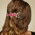 thumbnail image 2 of Unique Bargains 4 Pcs Rhinestone Hair Comb for Bride Flower Side Comb Headpiece Rose Red, 2 of 7