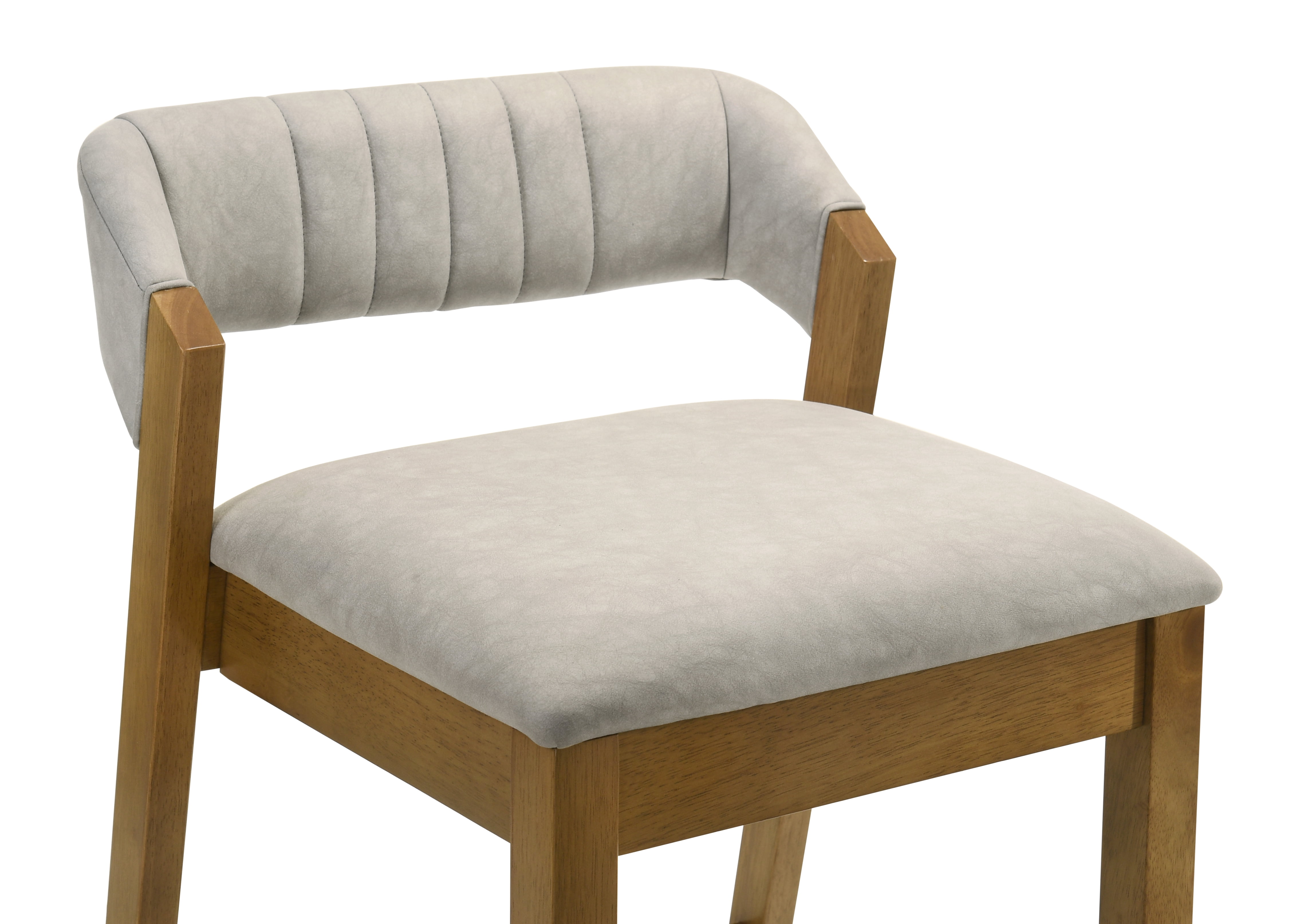 Landyn 26 in. Amber Glow Counter Height Rubberwood Barstool with Grey Fabric Seat - Set of 4