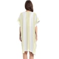 thumbnail image 2 of Beach Vacation Clothes Kimono Cardigan Loose Swimsuit Cover Up for Women Light Yellow and White Stripes M, 2 of 6
