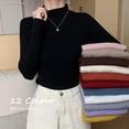thumbnail image 2 of ﹍Cuello medio alto con una camisa de fondo negro para mujer suéter de todo fósforo de otoño e invierno para mujer 2021 nuevas blusas de manga larga moda extranjerapangjing, 2 of 4