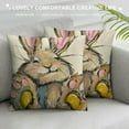 thumbnail image 3 of Qinduosi Happy Easter Decorative Throw Pillow Covers Set of , Hunny Bunny Rabbit Green Porch Patio Outdoor Pillowcase, Carrot Flowers Sofa Couch Cushion Case Home Decor, 3 of 5