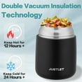 thumbnail image 5 of JUSTLET 17 oz Insulated Stainless Steel Food Jar, Thermos W/ Folding Spoon and Cup, Black, 5 of 9