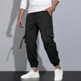 thumbnail image 2 of GuangCheng Men's Cargo Pants,Elastic Waist,Joggers,Drawstring,Multi Pocket,Casual,Workwear,Hiking Trousers,Black,Size L, 2 of 6