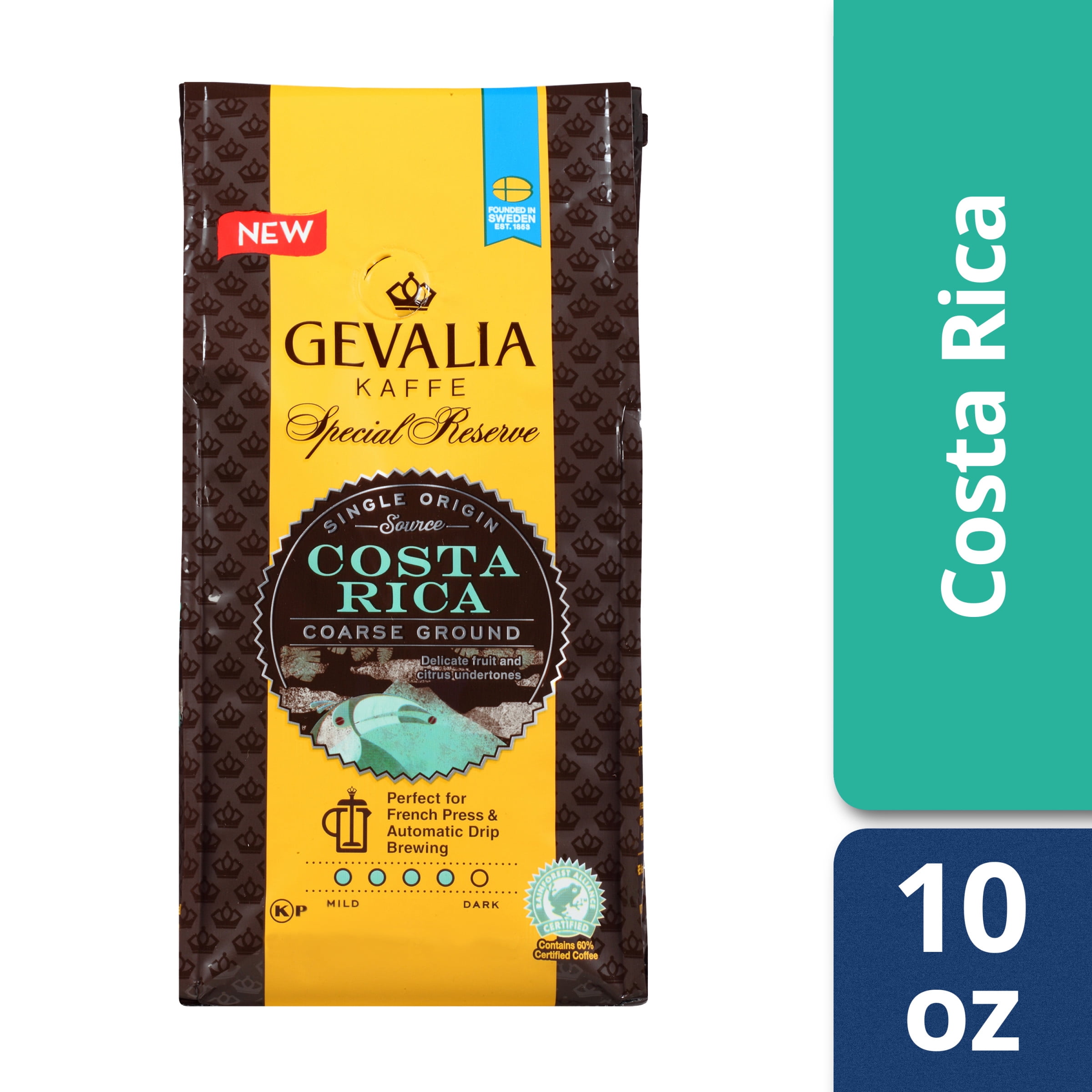 Gevalia Costa Rica Ground Coffee, Caffeinated, 10 oz Bag