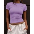 thumbnail image 3 of Crop Workout Tops for Women Pack Summer Short Sleeve Gym Athletic Compression Shirts Cute Tight Basic Tops Tee, 3 of 6
