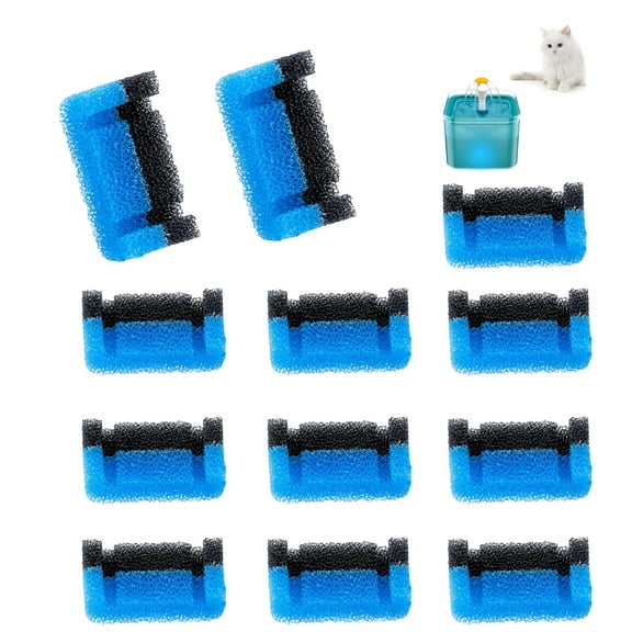 Qzbhct Cat Fountain Filter Replacement, Upgraded Sponger Foam Filter for Round and Cubic Stainless Steel Top Cat Fountain, for Crystal and Fantasy Cat Fountain (Pack of 12)