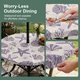 thumbnail image 5 of Round Outdoor Tablecloth with Umbrella Hole and Zipper, Purple Coastal Summer Tablecloth with Elastic Waterproof, Coral Shell Starfish Nautical Beige Patio Table Covers for 31" - 35" Pool Tables, 5 of 9