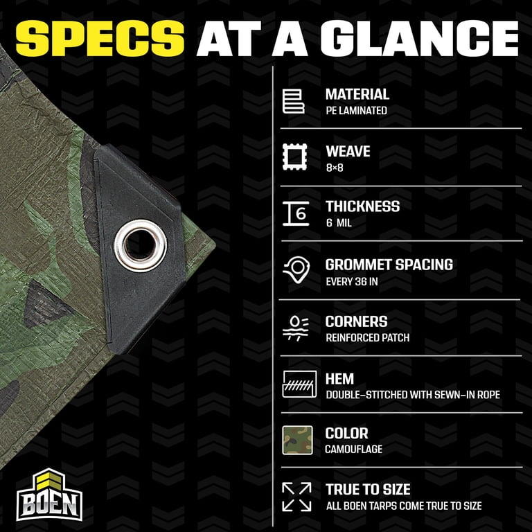 Boen Multi-Purpose Poly Tarp, 8 ft x 10 ft, Camo photo 8