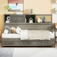 thumbnail image 2 of Mirightone Twin Size Daybed with Storage Drawers, Charging Station & Shelves , Wood Daybed Frame, Twin Bed with Drawer for Guestroom Bedroom, No Box Spring Needed (Gray), 2 of 11