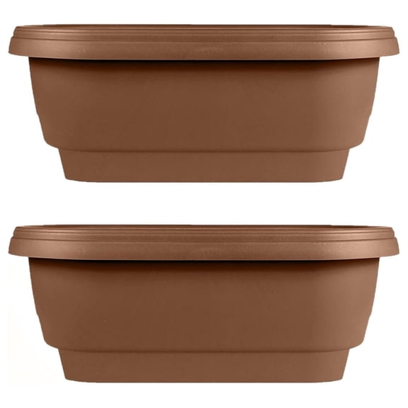 Deck Rail Planter, Balcony, Deck Balcony Rail Planter 24" Chocolate Brown 2-Pack