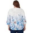 thumbnail image 2 of Alfred Dunner Womens Plus-Size Butterfly Border Jacquard Split Neck Top, 2 of 6