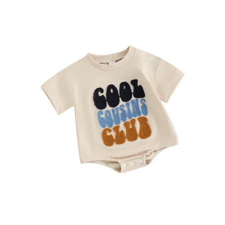 

Mioliknya Baby Summer Jumpsuit Fuzzy Letter Embroidery Short Sleeve Romper