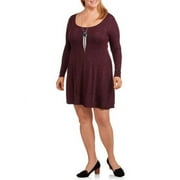 Women's Plus Fit and Flare Long Sleeve Dress
