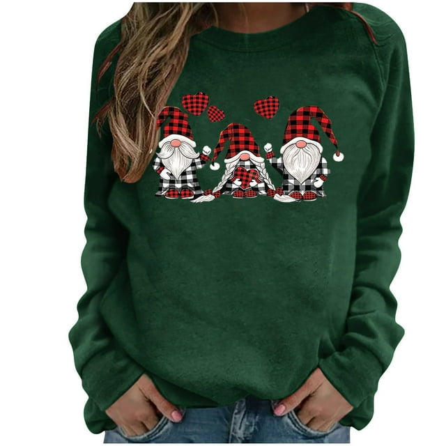 Hauts de Noël pour Femmes à Manches Longues Mode de Noël Chandails Décontractés à Manches Longues Imprimés pour Femmes Hauts