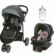 Angle View: Graco Modes 3 Lite Stroller Travel System, Addison with Nuk Simply Natural 5oz Bottle, 1-Pack