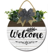 Eveokoki 12" Welcome Sign for Front Door Farmhouse Porch ,Round Wooden Hanging Sign for Housewarming gift Christmas Decor Outdoor Indoor