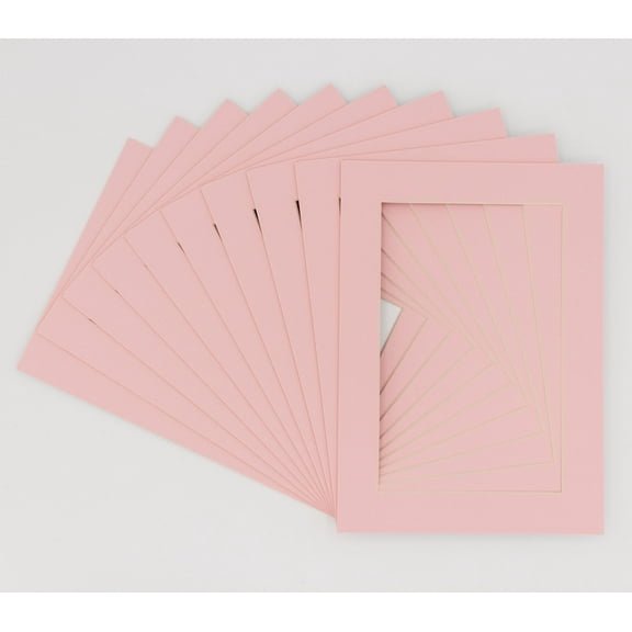 Soft Pink Acid Free 11x14 Picture Frame Mats with White Core Bevel Cut for 8x12 Pictures - Fits