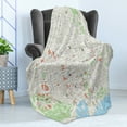 thumbnail image 4 of Map Soft Flannel Fleece Throw Blanket, Map of Barcelona City Streets Parks Subdistricts Points of Interests, Cozy Plush for Indoor and Outdoor Use, 50" x 70", Lime Green Pale Blue, by Ambesonne, 4 of 5