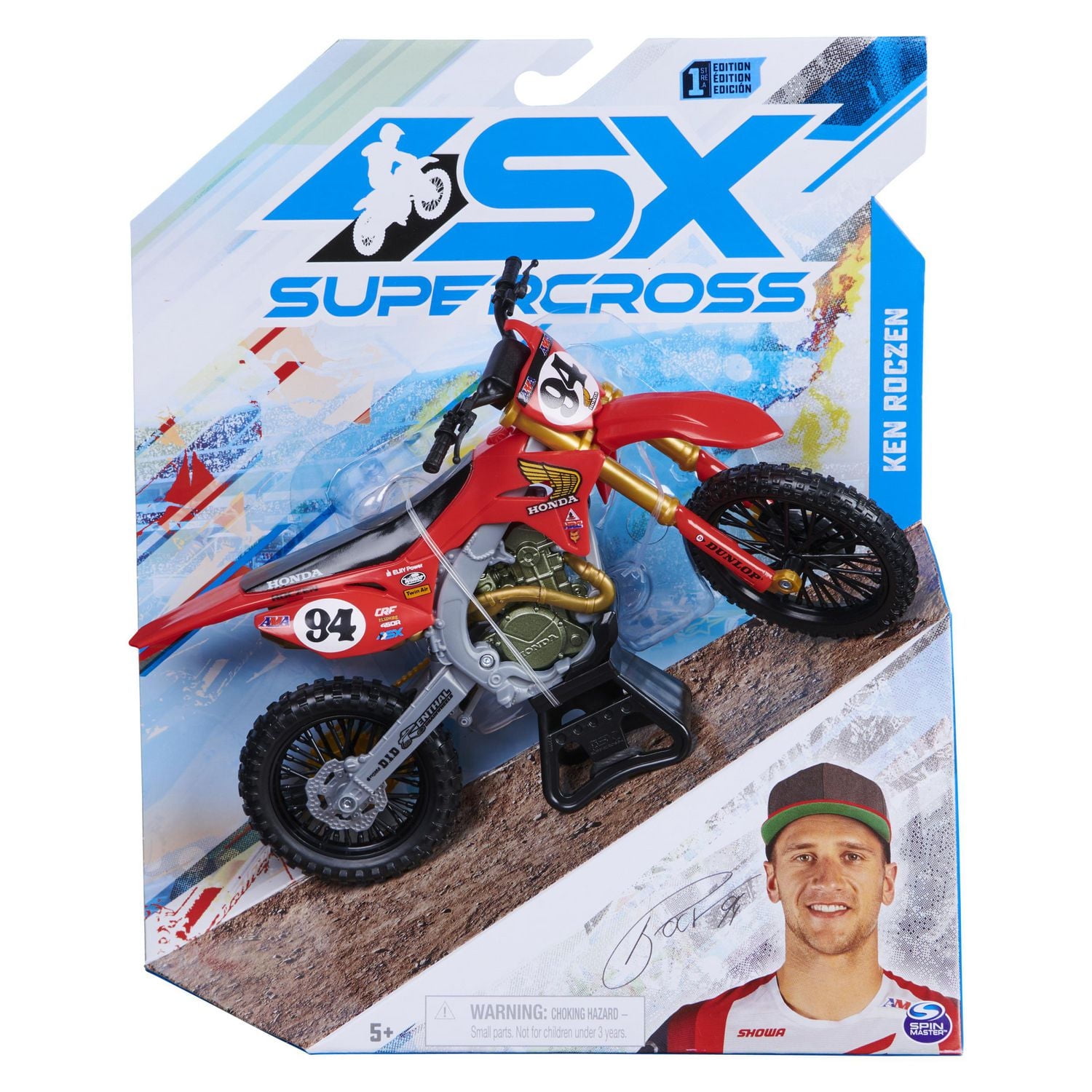 Supercross, Authentic Ken Roczen 1:10 Scale Collector Die-Cast Toy Motorcycle Replica with Display Stand, For Collectors and Kids Age 5 and Up