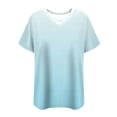 thumbnail image 6 of fatyb Plus Size Tops for Women Criss Cross V Neck Tshirts Gradient Short Sleeve Casual Loose Blouses Tee, 6 of 6