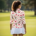 thumbnail image 5 of Uorisanigo Hummingbird Flower Women's Golf Top Breathable Polyester Spandex Fabric Moisture Wicking Tennis Activewear Soft Stylish Outing Wear with Zipper 3/4 Roll Sleeve Size 2XL, 5 of 7