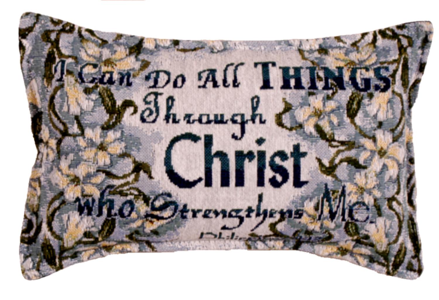 Set of 2 All Things Through Christ Religious Tapestry Throw Pillows 12" - Walmart.com