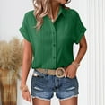 thumbnail image 2 of Annhoo Button down Shirts for Women V Neck Collared Summer Short Sleeve Tops Plain Casual Trendy Basic Blouses, 2 of 8