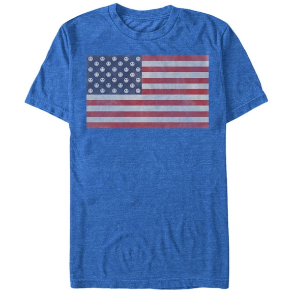 Men's Lost Gods Fourth of July American Flag Smiley Face Graphic Tee Royal Blue Heather 2X Large