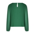 thumbnail image 3 of aidice Tops for Women Trendy Round Neck Long Sleeve Loose Blouses Keyhole Ruched Solid Color Shirts, 3 of 4