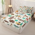 thumbnail image 2 of catabedysis Cartoon Camping Zipper Twin Comforter Sets with Fitted Sheet and 2 Pillowcases,Wildlife Camper Print Zipper Bedding Set For Boys,Multicolor,Colorful Stars Reversible,4 Pieces, 2 of 7