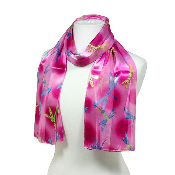 Scarf – Dragonfly Print Scarves - Fuchsia/Blue - SF-SSPO6018FCBL
