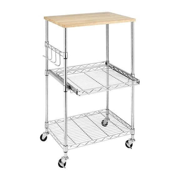Whitmor Kitchen Storage Microwave Cart - Chrome - 16 Length x 22.5 Width x 34 Height inches