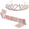 thumbnail image 1 of Women Glittering Rhinestone Letter Print Sash Tiara Set Birthday Party Supplies, 1 of 5