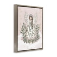 thumbnail image 3 of Stupell Industries Christmas Angel with Botanicals Brown Framed Floater Canvas Wall Art, design by Connie Summers, 21 x 17, 3 of 9