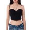 thumbnail image 2 of Lnzyyephy Women Bustier Camisole Lace Trim Cropped Corset Tops Zip Backless Shirt Summer Tank Tops for Streetwear Clubwear, 2 of 9