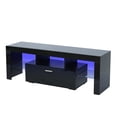 thumbnail image 3 of Modern TV Stand, Black TV Cabinet with Storage, 16 Colors LED Lights and Remote Control, TV Console Cabinet Table for TVs up to 55 inch, Media Console Entertainment Center for Living Room, D3219, 3 of 10