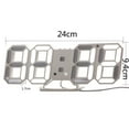Modern Digital 3D White LED Wall Clock Alarm Clock Snooze 12/24 Hour