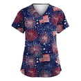 thumbnail image 2 of ASDFVBKG Womens 4Th of July Patriotic American Flag Scrubs Top, Short Sleeve V-Neck Nursing Uniform Pocket Patriotic Graphic Plus Size Casual Workwear Scrub Tops Royal Blue L, 2 of 4